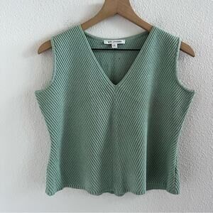 St. John Green Ribbed Vest Tank Vintage Medium